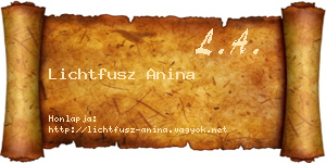 Lichtfusz Anina névjegykártya